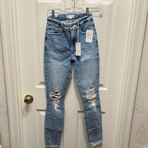 Good American Light Blue Distressed Skinny Jeans